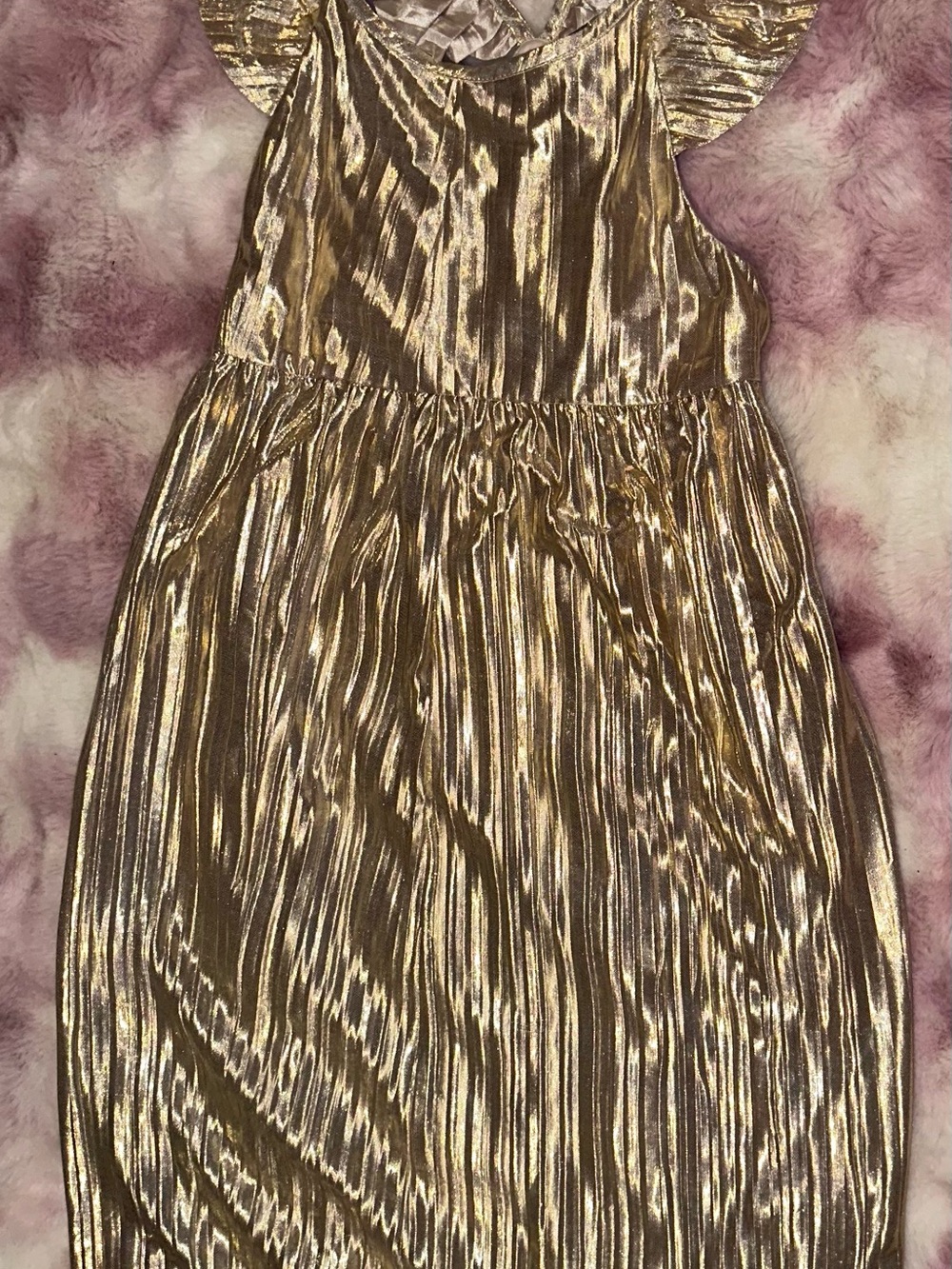 Crewcuts Metallic Gold Pleated Dress